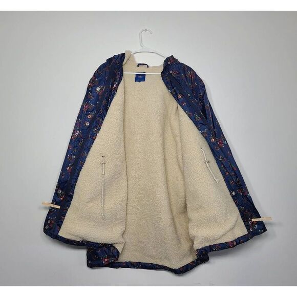 Cotton Trader Navy Floral Fleece lined Rain jacket US 22 UK 26 XXL - Picture 2 of 9